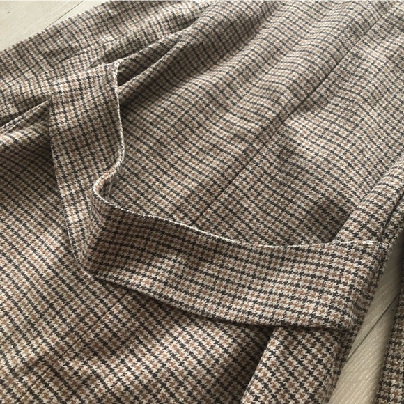 Zara Double Breasted Plaid Wool Coat in Brown Size L - Picture 13 of 14